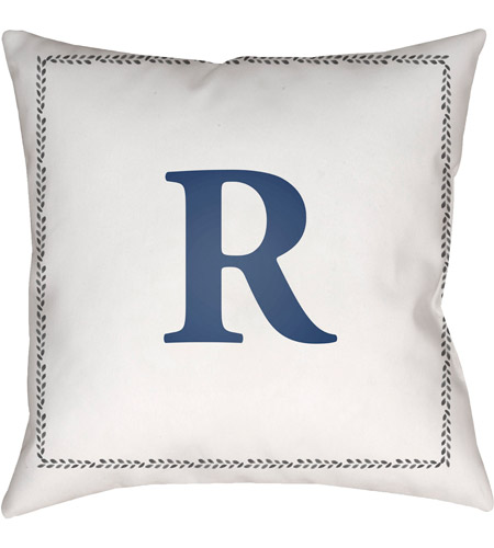 Surya INT018-1818 Initials 18 X 18 inch White and Blue Outdoor Throw Pillow photo