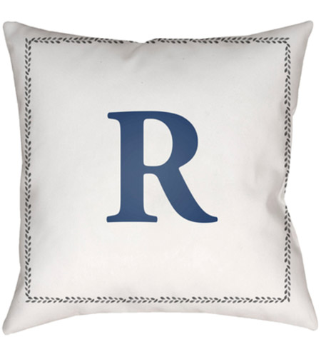 Surya INT018-2020 Initials 20 X 20 inch White and Blue Outdoor Throw Pillow int018.jpg