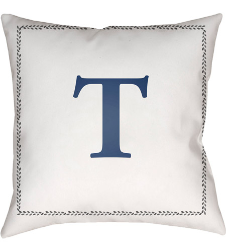 Surya INT020-1818 Initials 18 X 18 inch White and Blue Outdoor Throw Pillow