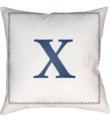 Surya INT024-1818 Initials 18 X 18 inch White and Blue Outdoor Throw Pillow