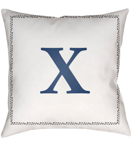 Surya INT024-2020 Initials 20 X 20 inch White and Blue Outdoor Throw Pillow int024.jpg