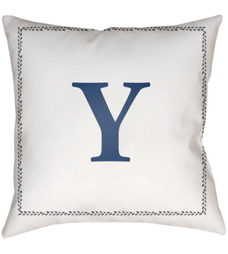 Surya INT025-2020 Initials 20 X 20 inch White and Blue Outdoor Throw Pillow int025.jpg