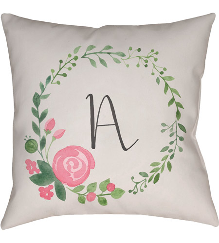 Surya INT027-1818 Initials Ii 18 X 18 inch Beige and Pink Outdoor Throw Pillow photo