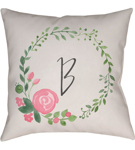 Surya INT028-1818 Initials Ii 18 X 18 inch Beige and Pink Outdoor Throw Pillow