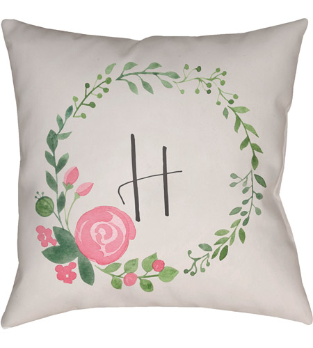Surya INT034-1818 Initials Ii 18 X 18 inch Beige and Pink Outdoor Throw Pillow