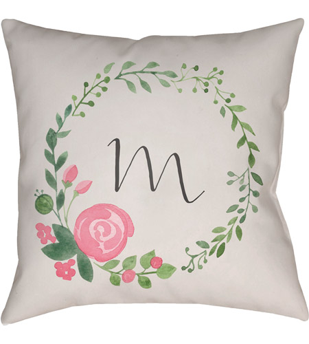 Surya INT039-1818 Initials Ii 18 X 18 inch Beige and Pink Outdoor Throw Pillow photo