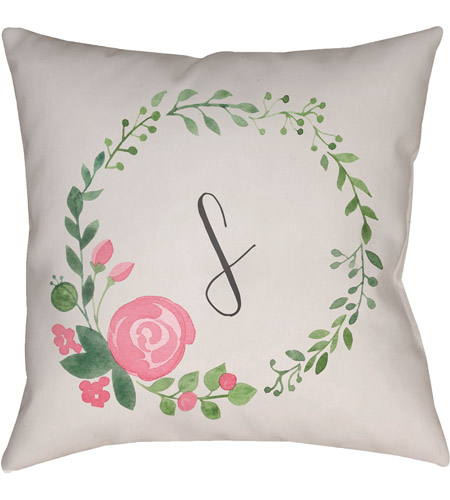 Surya INT045-1818 Initials Ii 18 X 18 inch Beige and Pink Outdoor Throw Pillow