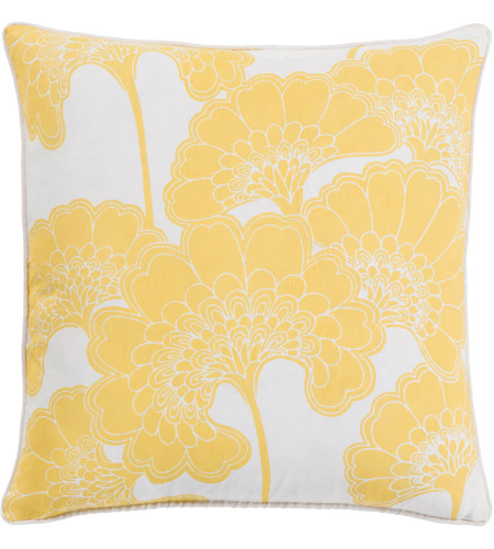 Surya JA005-1818 Japanese Floral 18 inch Saffron, Cream Pillow Cover