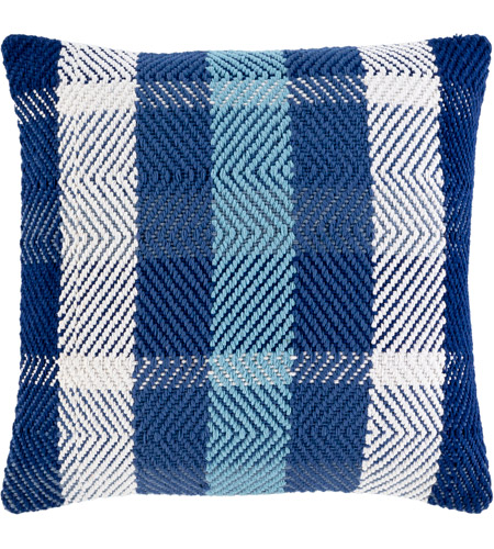 Surya JBN001-2222 Jacobean 22 X 22 inch Dark Blue/Denim/White Pillow Cover, Square