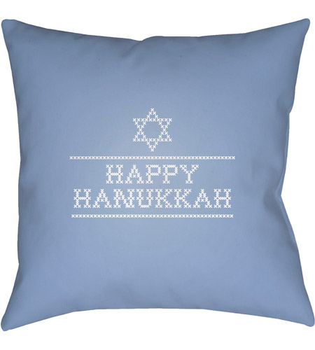 Surya JOY008-2020 Happy Hannukah Ii 20 X 20 inch Blue and White Outdoor Throw Pillow