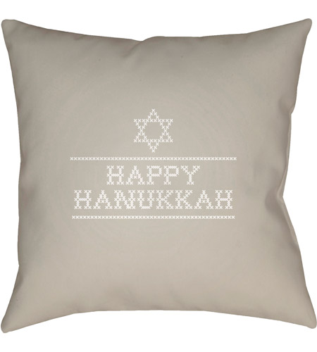 Surya JOY010-1818 Happy Hannukah Ii 18 X 18 inch Neutral and White Outdoor Throw Pillow photo