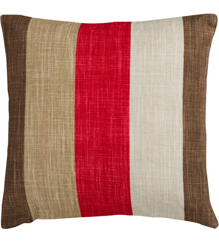 Surya JS012-1818 Simple Stripe 18 X 18 inch Khaki and Brown Pillow Cover