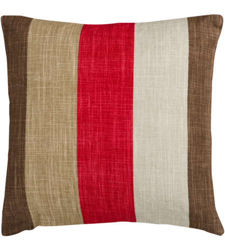 Surya JS012-1818 Simple Stripe 18 X 18 inch Khaki and Brown Pillow Cover js012.jpg