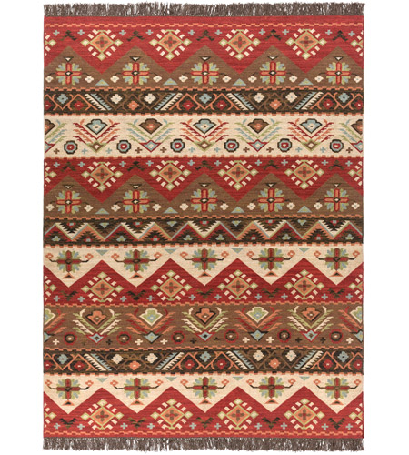 Surya JT8-811 Jewel Tone 132 X 96 inch Khaki/Dark Red/Dark Brown/Rose/Sage Rugs, Wool photo
