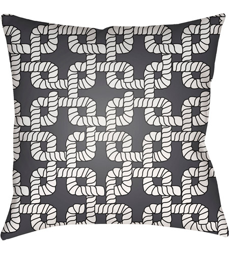 Surya LAKE008-1818 Rope Ii 18 X 18 inch Black and White Outdoor Throw Pillow