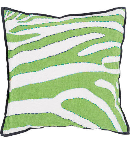 Surya LD040-2222D Zebra 22 inch Grass Green, Navy, Emerald, Cream, Teal Pillow Kit photo