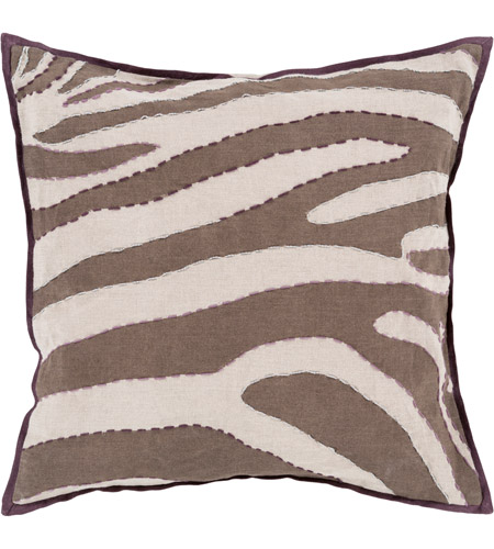 Surya LD041-2222 Zebra 22 inch Camel, Dark Purple, Ivory Pillow Cover photo