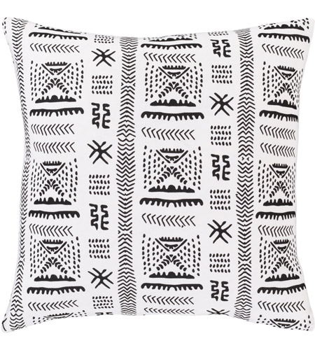 Surya MDC005-1818P Mud Cloth 18 X 18 inch White/Black Pillow Kit, Square