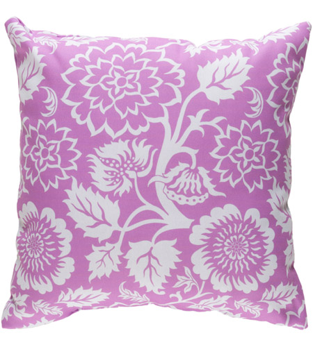 Surya MF024-2222 Moody Floral 22 X 22 inch White and Bright Purple Outdoor Throw Pillow