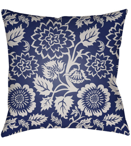 Surya MF025-2020 Moody Floral 20 X 20 inch Dark Blue and Ivory Outdoor Throw Pillow