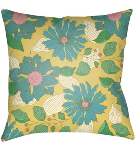 Surya MF030-1818 Moody Floral 18 X 18 inch Grass Green and Bright Yellow Outdoor Throw Pillow