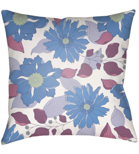 Surya MF033-2020 Moody Floral 20 X 20 inch Pale Blue and White Outdoor Throw Pillow