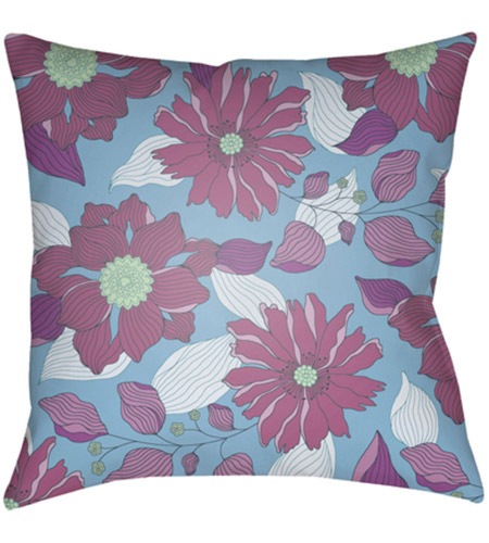 Surya MF034-2020 Moody Floral 20 X 20 inch Sky Blue and Bright Purple Outdoor Throw Pillow