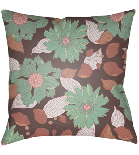 Surya MF038-2222 Moody Floral 22 X 22 inch Rose and Eggplant Outdoor Throw Pillow