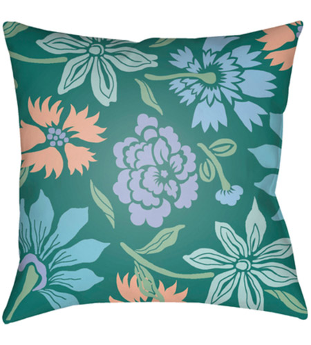 Surya MF044-1818 Moody Floral 18 X 18 inch Mint and Peach Outdoor Throw Pillow photo