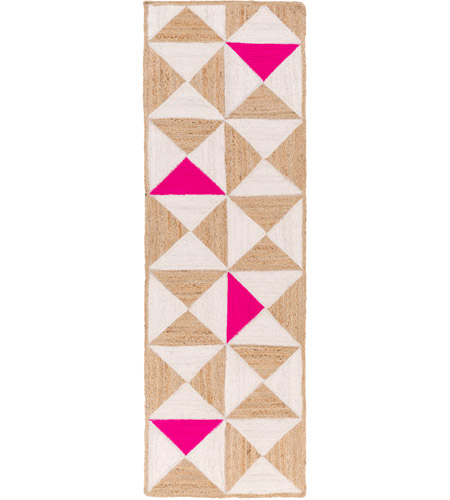 Surya MOL5002-268 Molino 96 X 30 inch Pink and Neutral Runner, Jute and Cotton