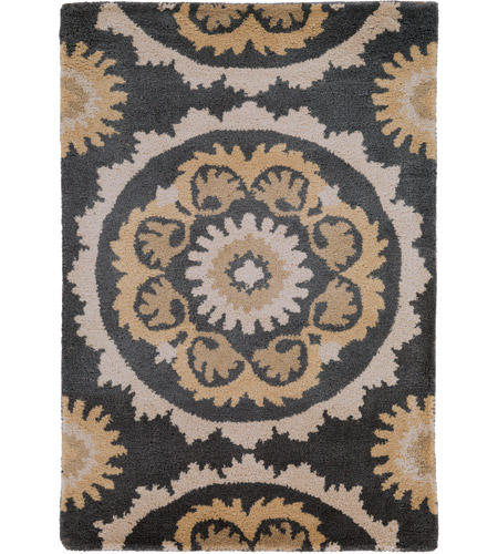 Surya MOS1063-23 Mosaic 36 X 24 inch Black and Yellow Area Rug, Wool
