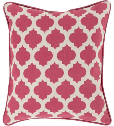 Surya MPL006-2222 Morrocan Printed Lattice 22 inch Khaki, Bright Pink Pillow Cover photo