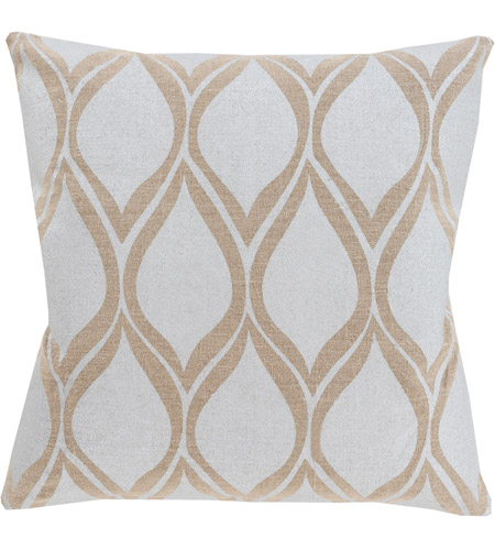 Surya MS001-2020 Metallic Stamped 20 inch Tan, Silver Gray Pillow Cover photo