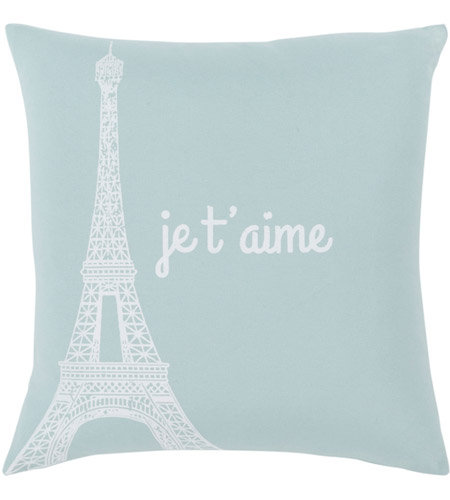 Surya MTT007-2222 Motto 22 X 22 inch Ice Blue/White Pillow Cover, Square