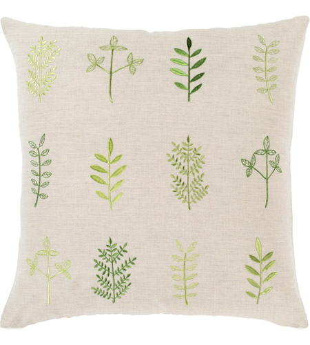 Surya NTS001-1818P Nature Study 18 X 18 inch Beige/Grass Green/Lime Pillow Kit, Square photo