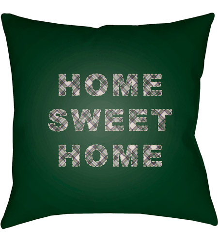 Surya PLAID018-1818 Home Sweet Home 18 X 18 inch Green and Neutral Outdoor Throw Pillow