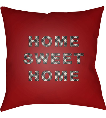 Surya PLAID019-2020 Home Sweet Home 20 X 20 inch Red and Black Outdoor Throw Pillow