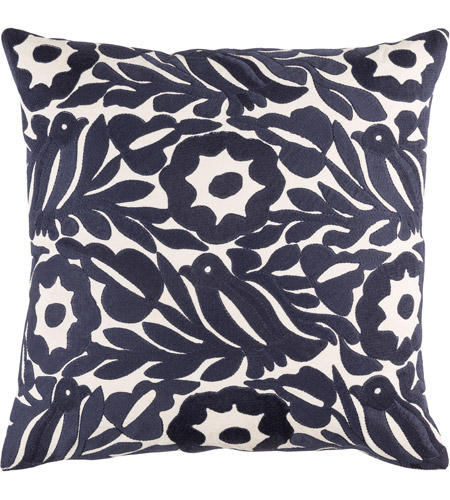 Surya Plv004 1818d Pallavi 18 X 18 Inch Cream And Navy Throw Pillow