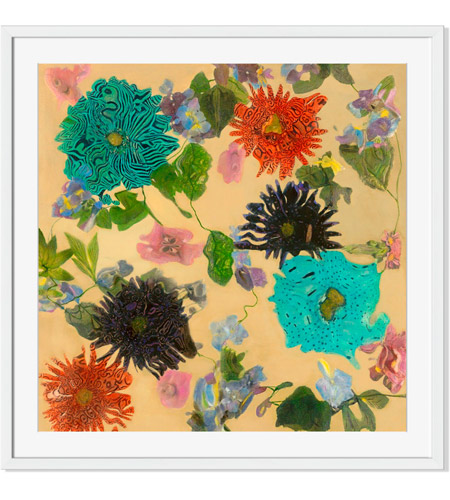 Surya PN109A001-2828 Scattered Flora Wall Art, Square, Eternal photo