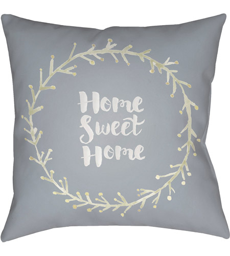Surya QTE020-2020 Home Sweet Home II 20 X 20 inch Grey and Green Outdoor Throw Pillow