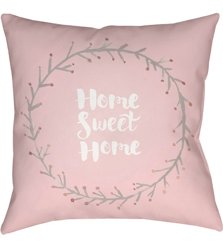Surya QTE021-2020 Home Sweet Home II 20 X 20 inch Pink and Green Outdoor Throw Pillow photo