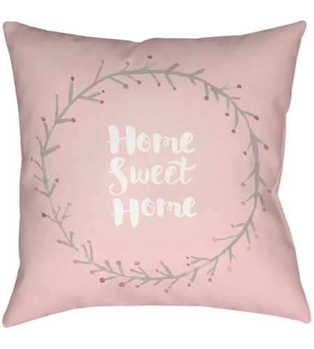 Surya QTE021-2020 Home Sweet Home II 20 X 20 inch Pink and Green Outdoor Throw Pillow qte021.jpg