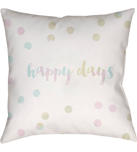 Surya QTE036-2020 Happy Days 20 X 20 inch White and Blue Outdoor Throw Pillow
