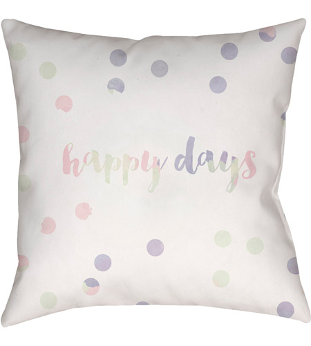 Surya QTE037-1818 Happy Days 18 X 18 inch White and Pink Outdoor Throw Pillow photo