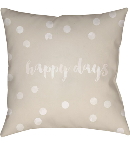Surya QTE040-1818 Happy Days 18 X 18 inch Tan and White Outdoor Throw Pillow photo