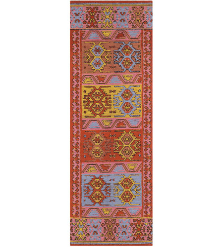 Surya SAJ1075-23 Sajal 36 X 24 inch Burnt Orange/Pale Pink/Bright Yellow/Camel/Denim Outdoor Rug, Rectangle
