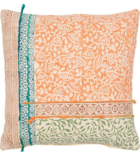 Surya SGA001-2222D Sanga 22 inch Bright Orange; Multicolored Pillow Kit