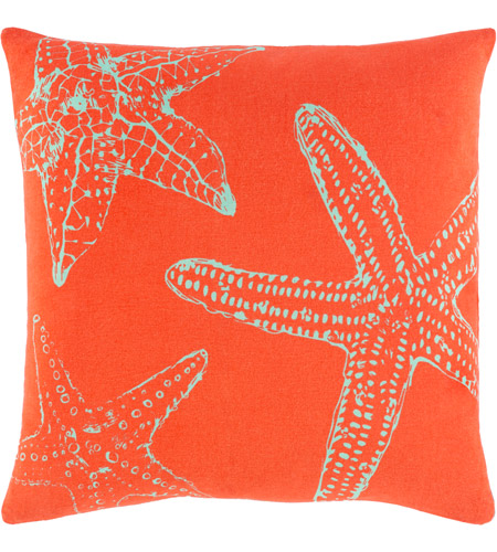 Surya SLF001-1818D Sea Life 18 X 18 inch Bright Orange/Mint Pillow Kit, Square