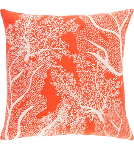 Surya SLF003-1818 Sea Life 18 X 18 inch Bright Orange/Cream Pillow Cover, Square