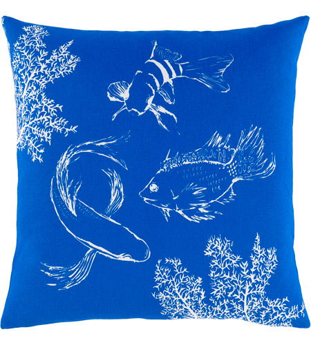 Surya SLF005-1818 Sea Life 18 X 18 inch Dark Blue/White Pillow Cover, Square